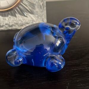 Cobalt Blue Blown Glass Turtle